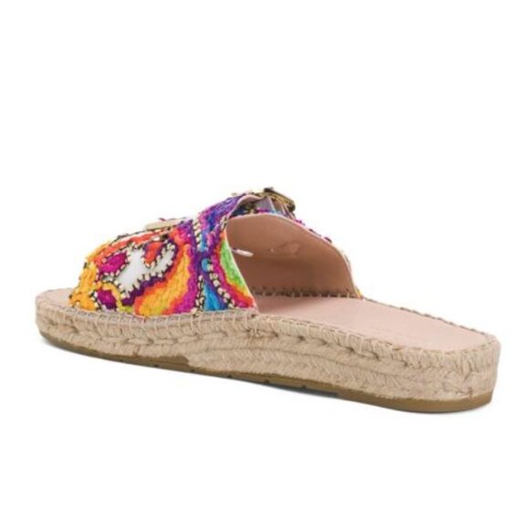 NEW Maypol Espadrille Embroidered & Sequins‎ Jute Two Band Sandals Made in Spain - Picture 2 of 7